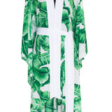 Jungle - Green Palm Kimono (Off-White)