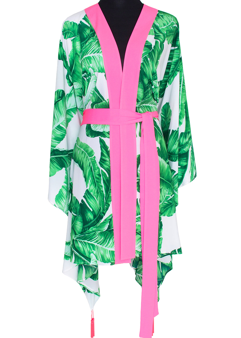 Jungle - Green Palm Kimono Skull (Neon Pink)