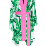 Jungle - Green Palm Kimono Skull (Neon Pink)