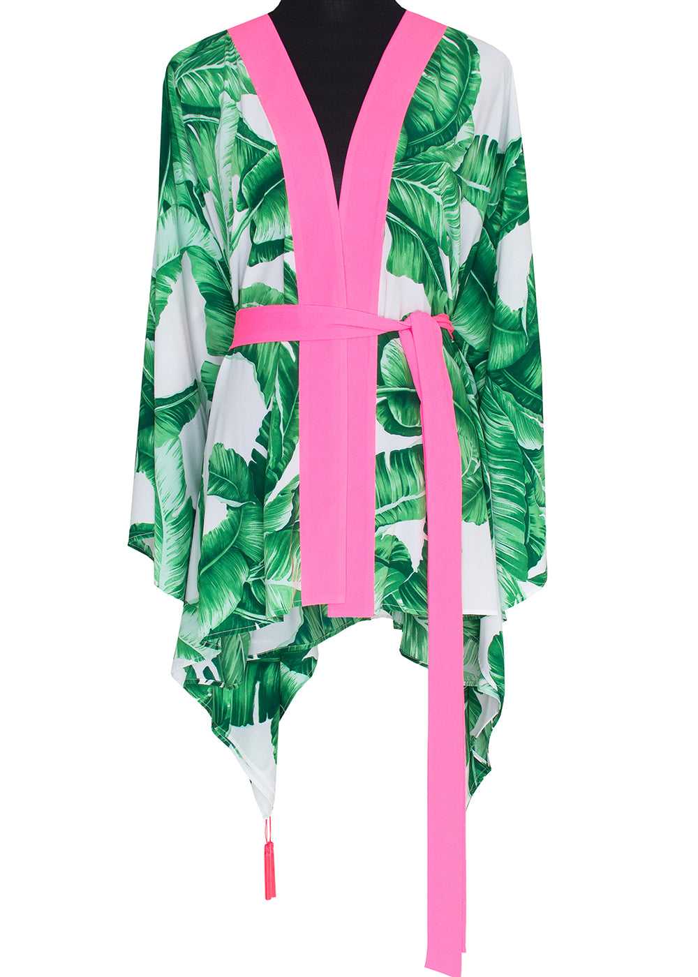 Jungle - Green Palm Kimono (Neon Pink)