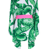 Jungle - Green Palm Kimono (Neon Pink)