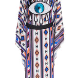 Boho - Blue Navajo Kimono Evil Eye (Black)