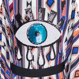 Boho - Blue Navajo Kimono Evil Eye (Black)