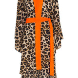 Safari - Orange Leopard Kimono Panther (Neon Orange) - Long