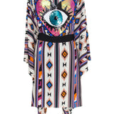 Boho - Blue Navajo Kimono Evil Eye (Black)