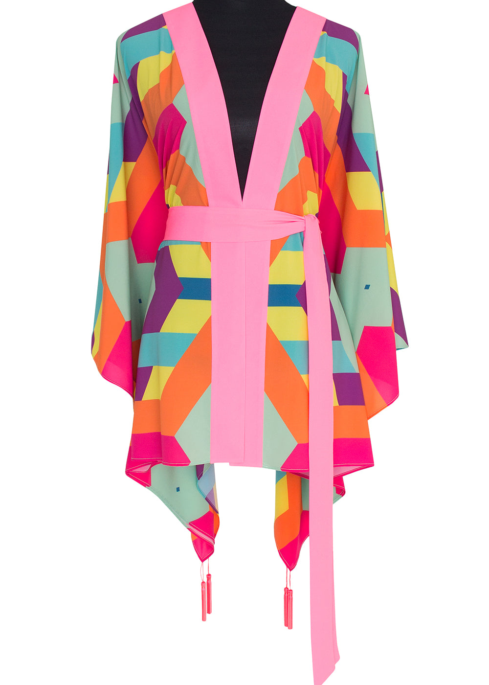 Tribal - Colorful Mayan Kimono (Neon Pink)