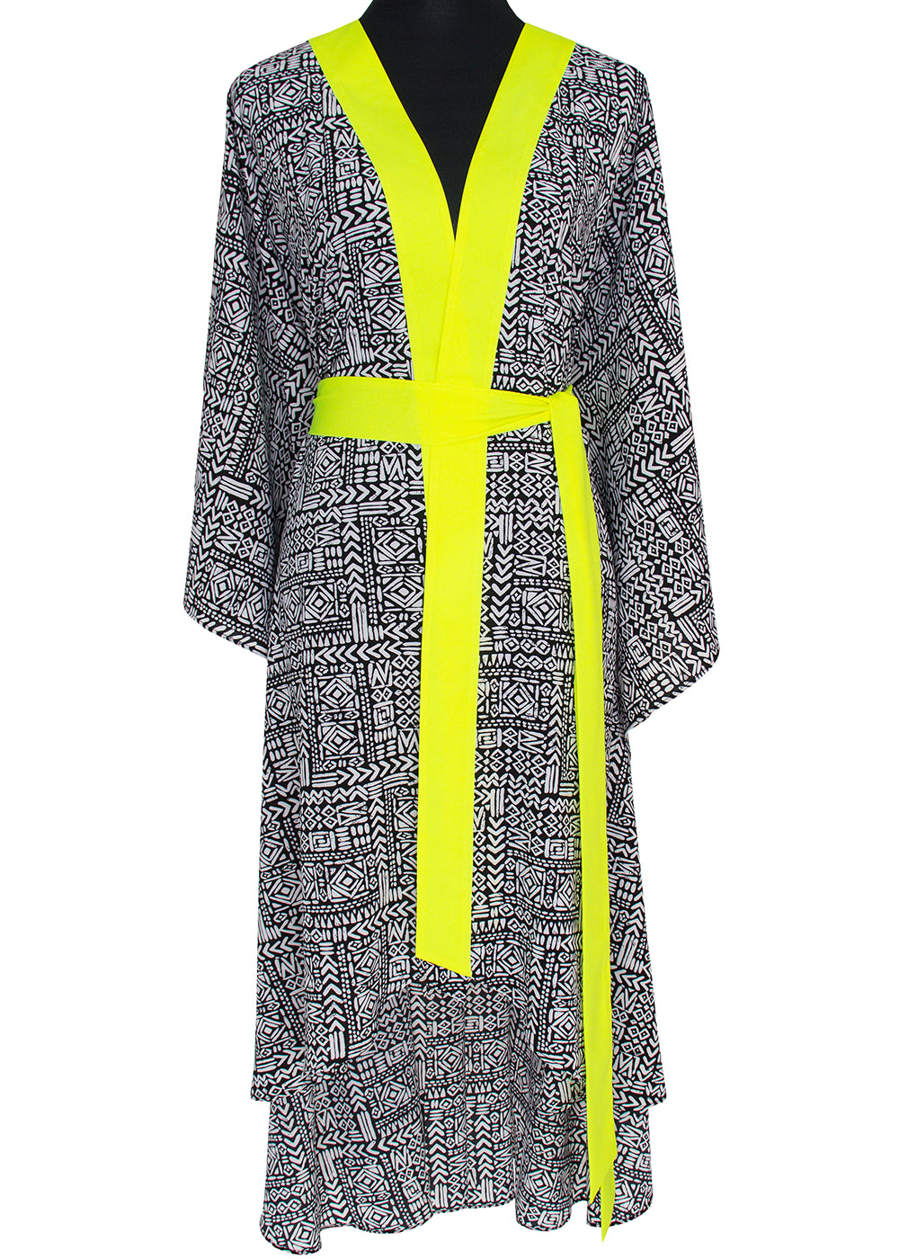 Tribal - Black Mayan Kimono (Neon Yellow)