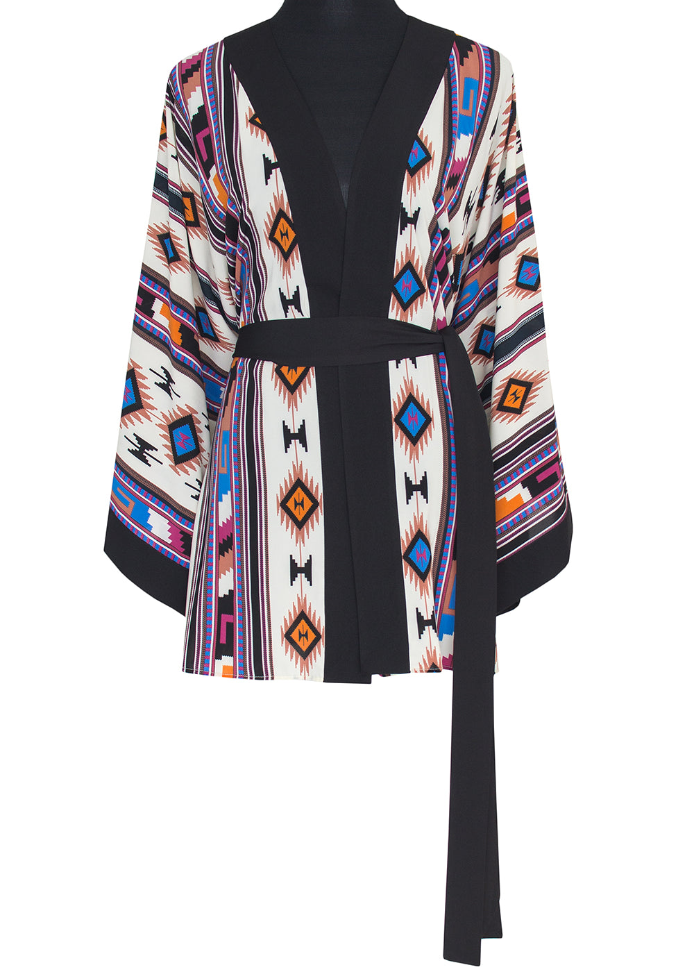 Boho - Blue Navajo Kimono (Black)