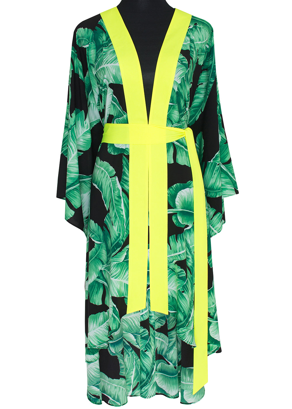 Jungle - Black Palm Kimono (Neon Yellow)