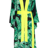 Jungle - Black Palm Kimono (Neon Yellow)