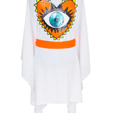 Monochrome - White Kimono Evil Eye (Neon Orange)