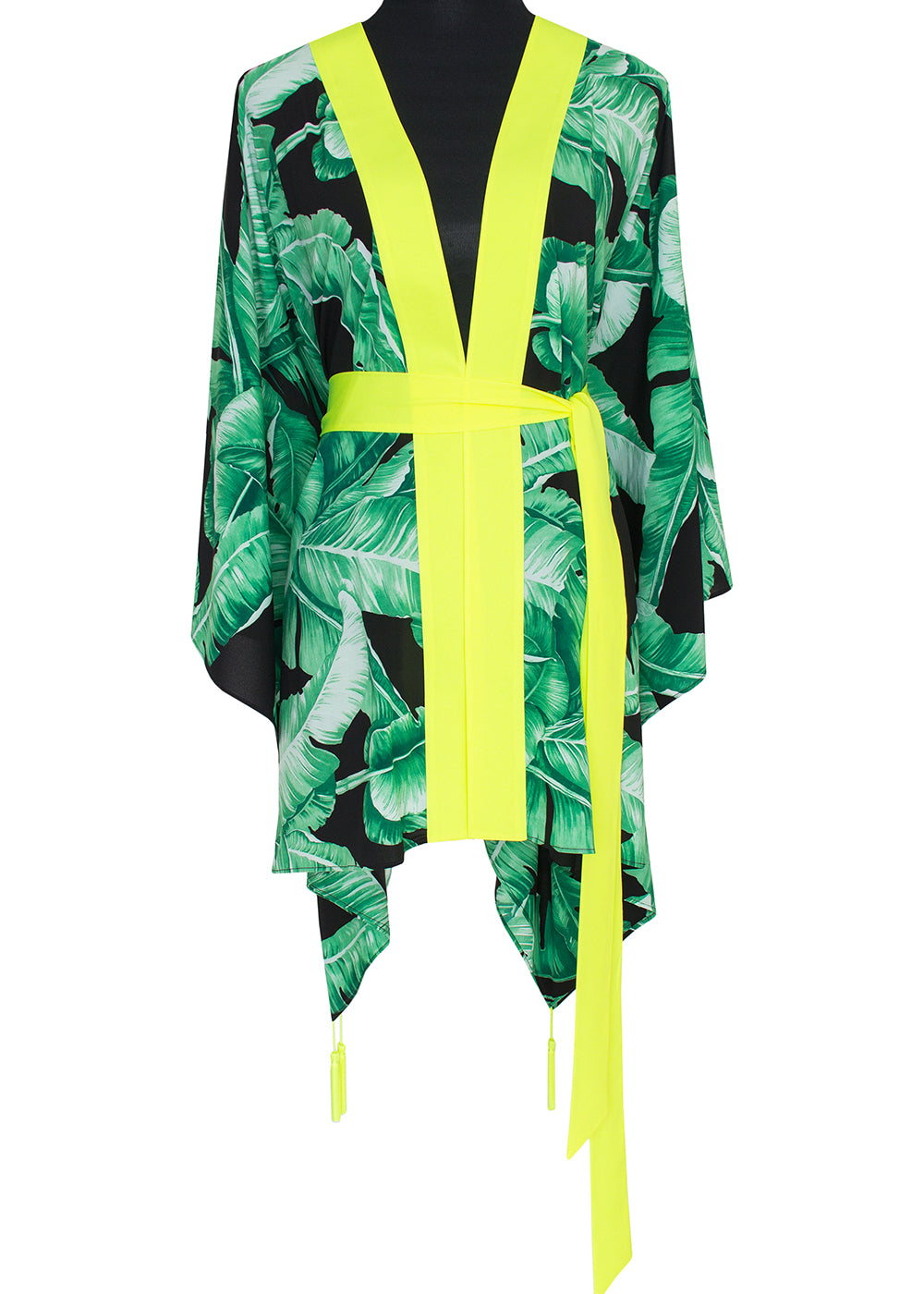 Jungle - Black Palm Kimono (Neon Yellow)