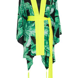 Jungle - Black Palm Kimono (Neon Yellow)