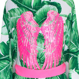 Jungle - Green Palm Kimono Wings (Neon Pink)