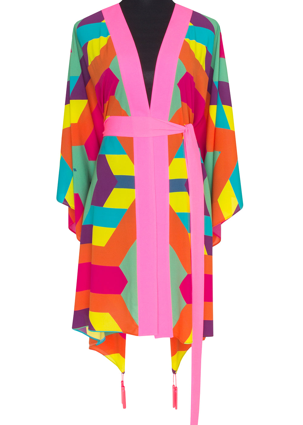 Tribal - Colorful Mayan Kimono (Neon Pink)