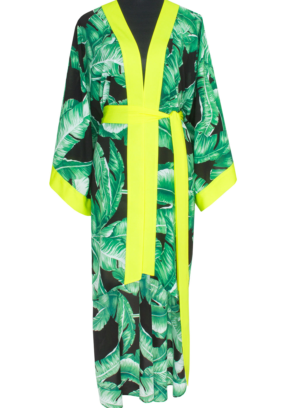 Jungle - Black Palm Kimono (Neon Yellow)