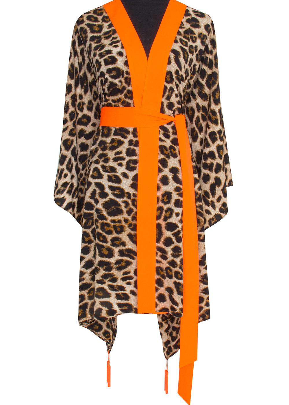 Safari - Orange Leopard Kimono (Neon Orange)