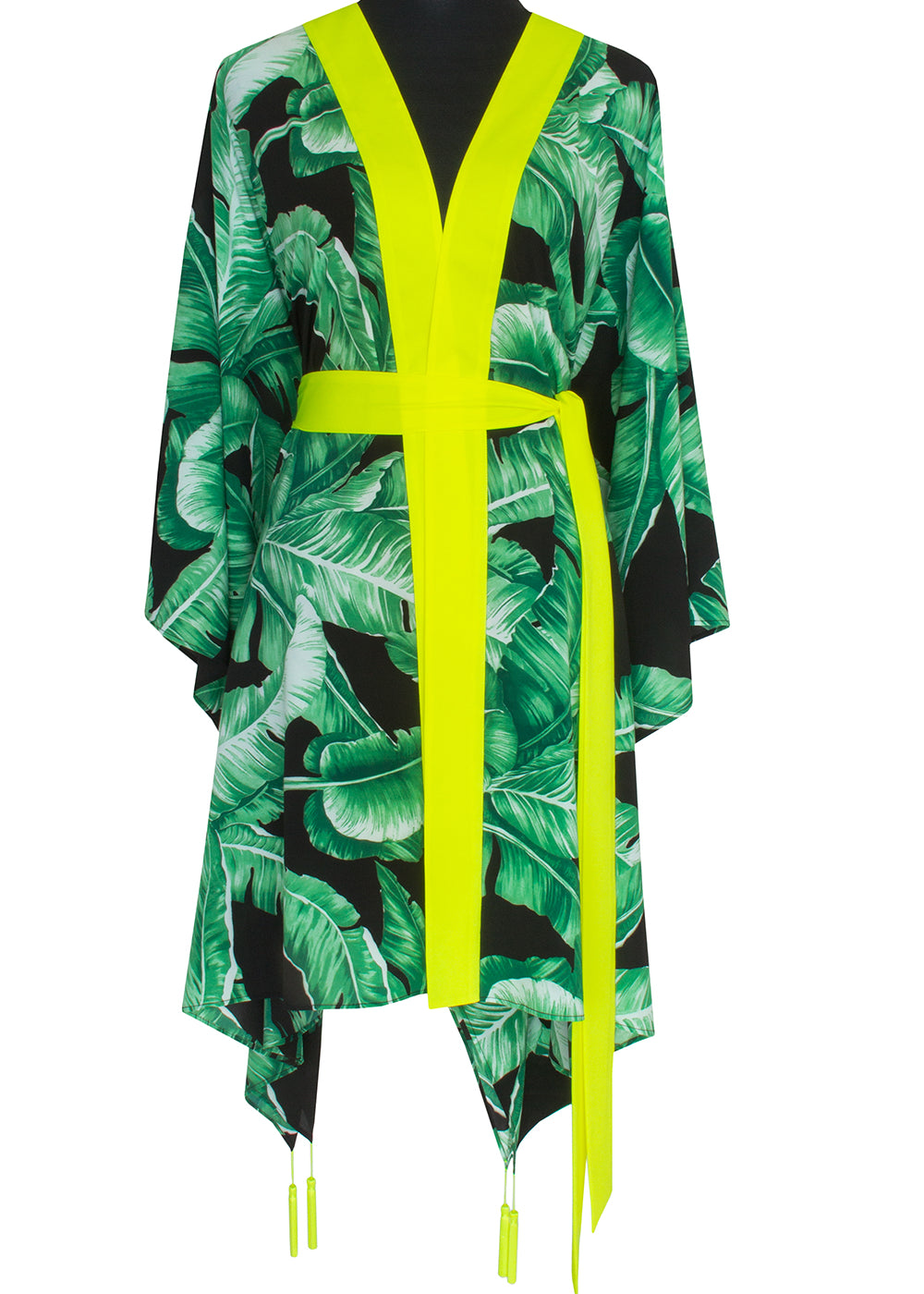 Jungle - Black Palm Kimono (Neon Yellow)