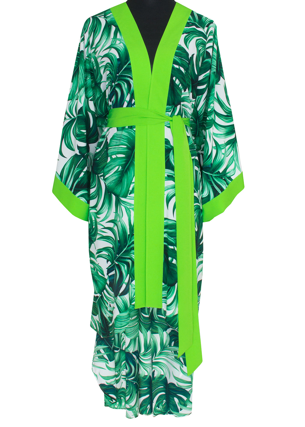 Jungle - Monstera White / Green Kimono (Neon Green)