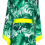 Jungle - Monstera White / Green Kimono (Neon Yellow)