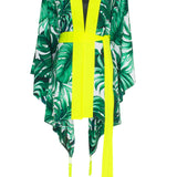 Jungle - Monstera White / Green Kimono (Neon Yellow)