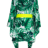 Jungle - Monstera White / Green Kimono (Neon Yellow)