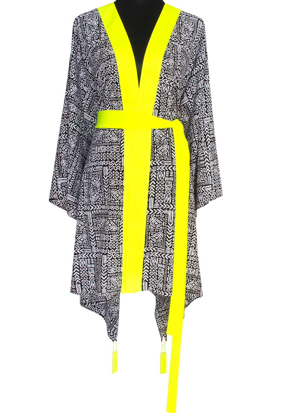 Tribal - Black Mayan Kimono (Neon Yellow)