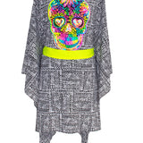 Tribal - Black Mayan Kimono Skull (Neon Yellow)