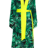 Jungle - Monstera Black / Green Kimono (Neon Yellow)