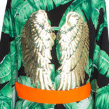 Jungle - Black Palm Kimono Wings (Neon Orange)