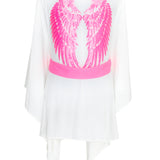 Monochrome - White Kimono Wings (Neon Pink)