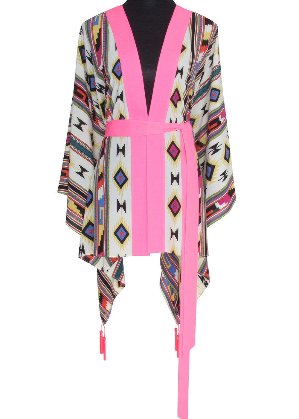 Boho - Pink Navajo Kimono (Neon Pink)