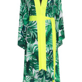 Jungle - Monstera White / Green Kimono (Neon Yellow)