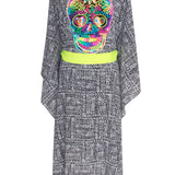 Tribal - Black Mayan Kimono Skull (Neon Yellow)