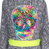 Tribal - Black Mayan Kimono Skull (Neon Yellow)