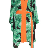 Jungle - Black Palm Kimono (Neon Orange)