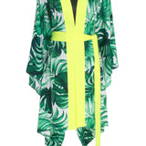 Jungle - Monstera White / Green Kimono (Neon Yellow)