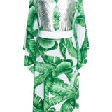 Jungle - Green Palm Kimono Wings (Off-White)