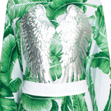 Jungle - Green Palm Kimono Wings (Off-White)