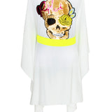 Monochrome - White Kimono Skull (Neon Yellow)