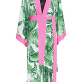 Jungle - Green Palm Kimono (Neon Pink)