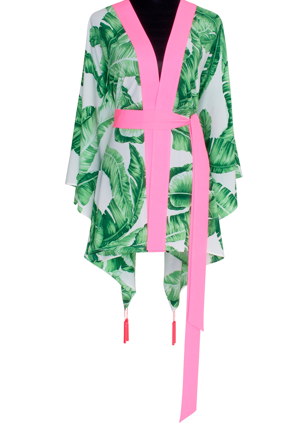 Jungle - Green Palm Kimono Skull (Neon Pink)