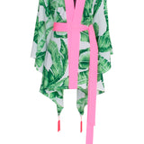 Jungle - Green Palm Kimono Skull (Neon Pink)