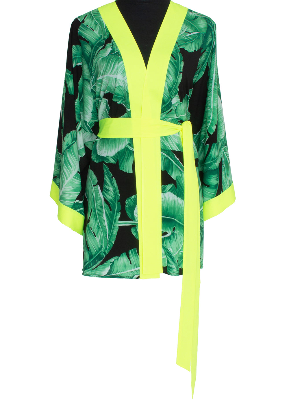 Jungle - Black Palm Kimono (Neon Yellow)