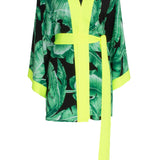 Jungle - Black Palm Kimono (Neon Yellow)