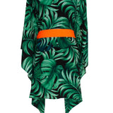 Jungle - Monstera Black / Green Kimono (Neon Orange)