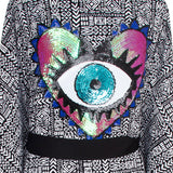 Tribal - Black Mayan Kimono Evil Eye (Black)