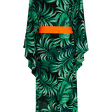 Jungle - Monstera Black / Green Kimono (Neon Orange)