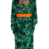 Jungle - Monstera Black / Green Kimono Panther (Neon Orange) - Long