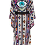 Boho - Blue Navajo Kimono Evil Eye (Black)